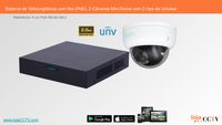 Videovigilância com fios (PoE) 2 Câmaras Mini-Dome 2 mpx, Uniview