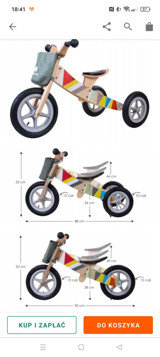 Rowerek rower biegowy sun baby twist 2w1