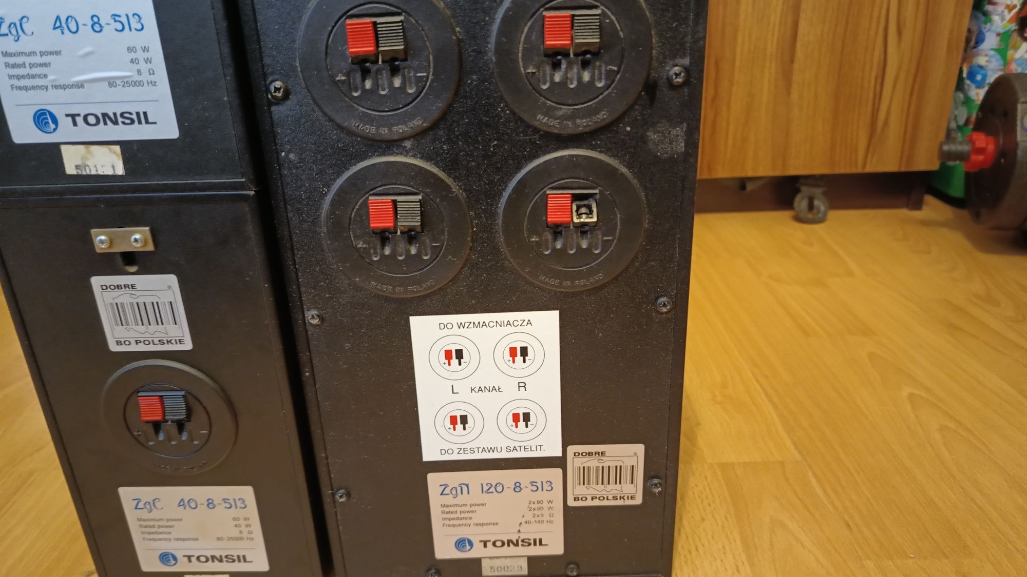Zestaw głośników Tonsil dwa razy monitory ZgC 40-8-513 oraz subwoofer