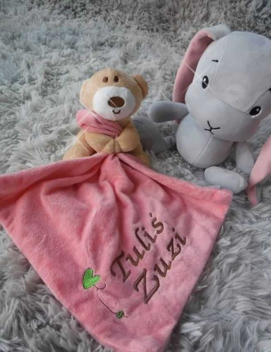 Miś kocyk Przytulanka Imię Metryczka Prezent Roczek Urodziny Chrzest