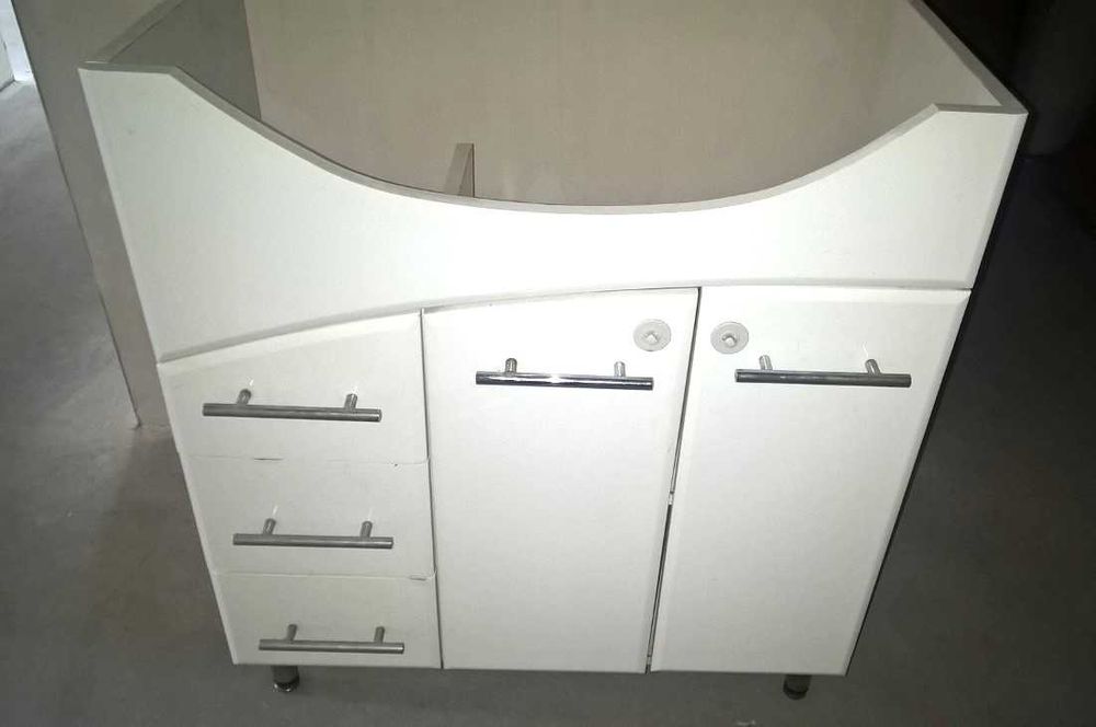 SZAFKA ŁAZIENKOWA - biała z połyskiem + UMYWALKA - zadbana !!!