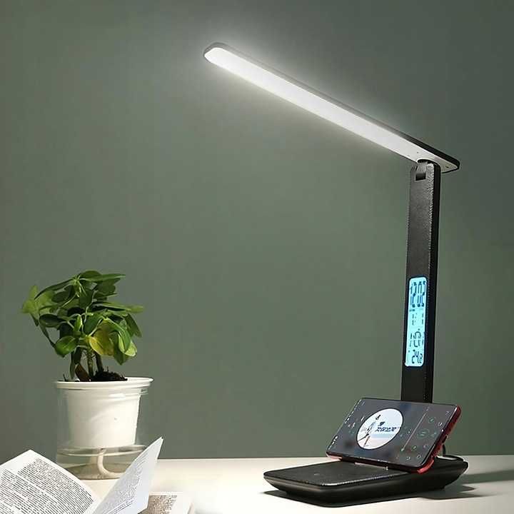 Lampka Led Biurkowa Regulowana Szkolna Wyświetlacz LCD Ładowanie USB
