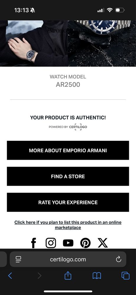 Годинник Armani чоловічий