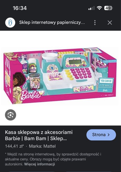 Kasa sklepowa sklep kasa fiskalna barbie