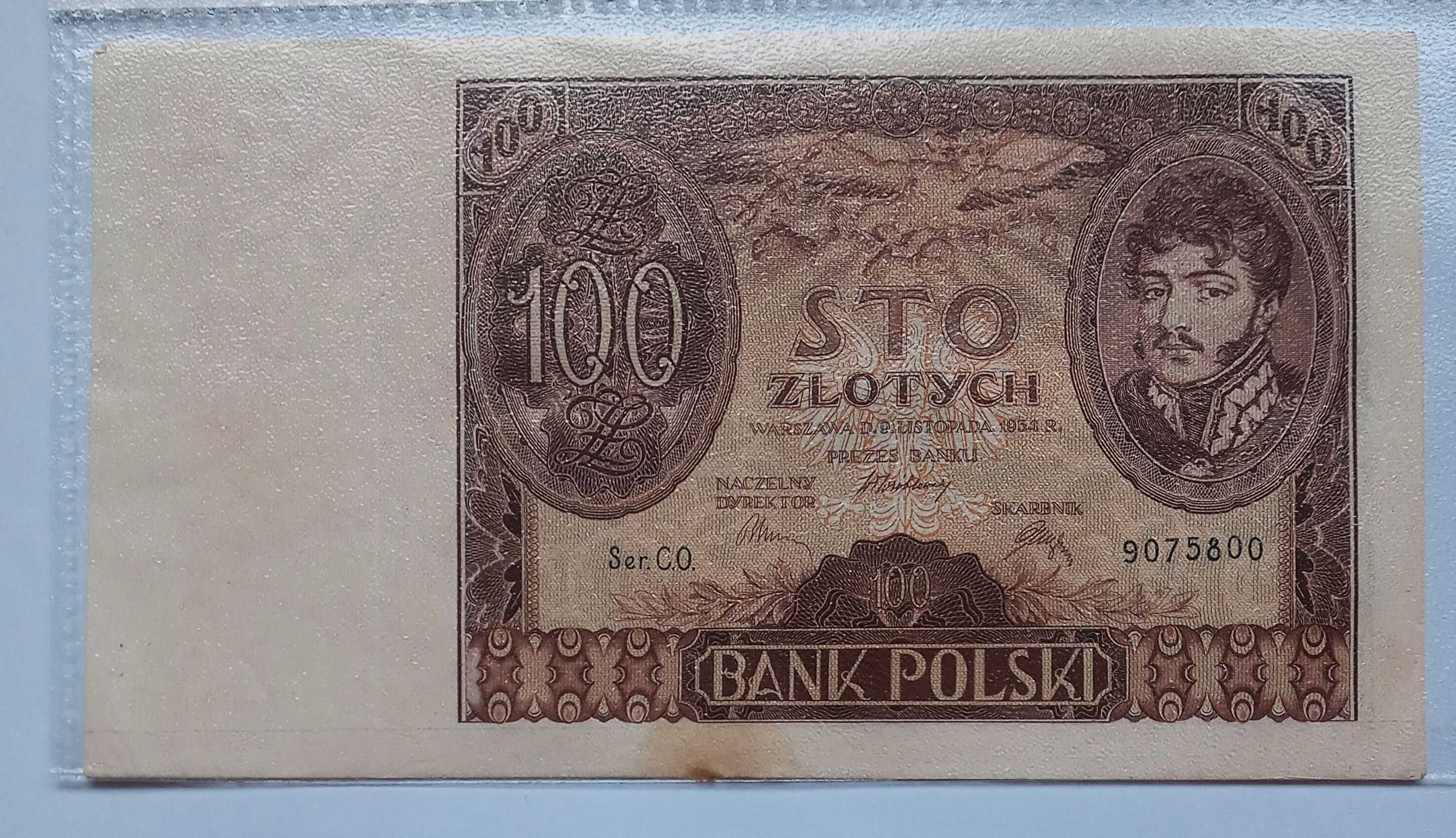 100 zł seria C.O.  9 listopada 1934 roku.