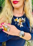 Unikatowy kompet bursztyn bałtycki srebto 925 artystyczny handmade