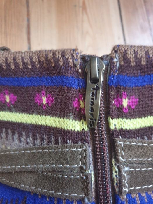 Damskie ocieplane botki buty jesienno-zimowe na koturnie  rozmiar 40