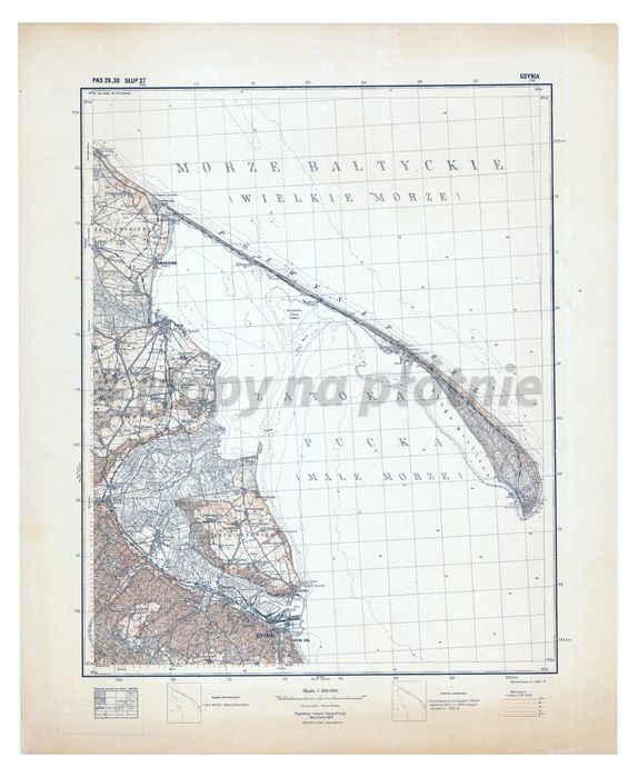 Wydruk na płótnie - Mapa WIG 1931 - półwysep helski