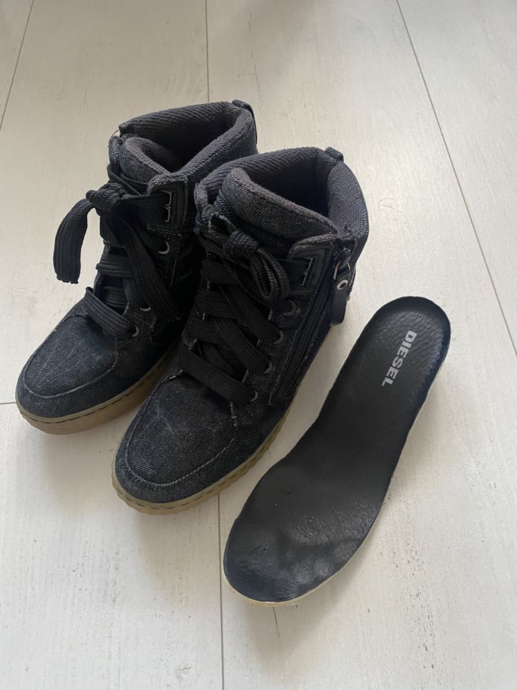 Diesel jeansowe denimowe buty botki sneakersy na koturnie 38