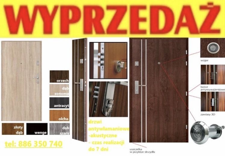 Drzwi do mieszkań WEJŚCIOWE ZEWNĘTRZNE z montażem drewniane, metalowe
