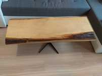 Blat klon lite drewno stolik drzewo plaster nogi żywica