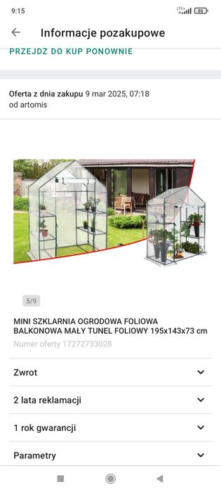 Szklarnia, foliak, na taras, balkon, do ogródka