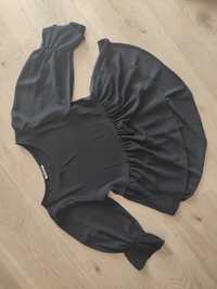 Czarna bluzka asymetryczna szerokie rękawy s 36