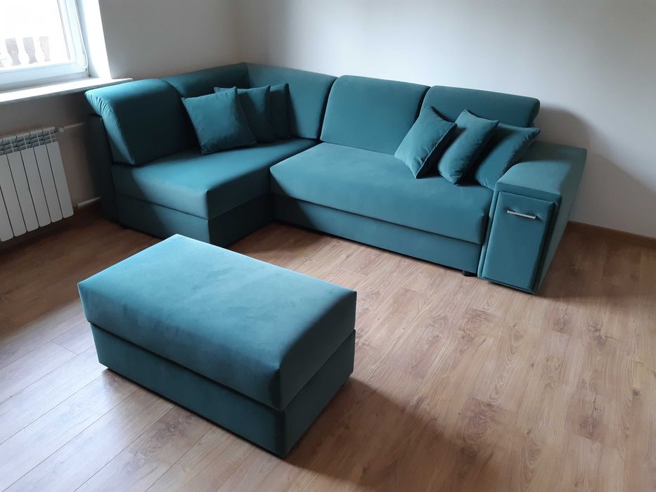 Narożnik ciemnozielony nowy 2.7 x 2.1 m