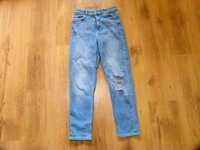 rozm 146 H&M Reladex spodnie jeans wyższy stan dziury