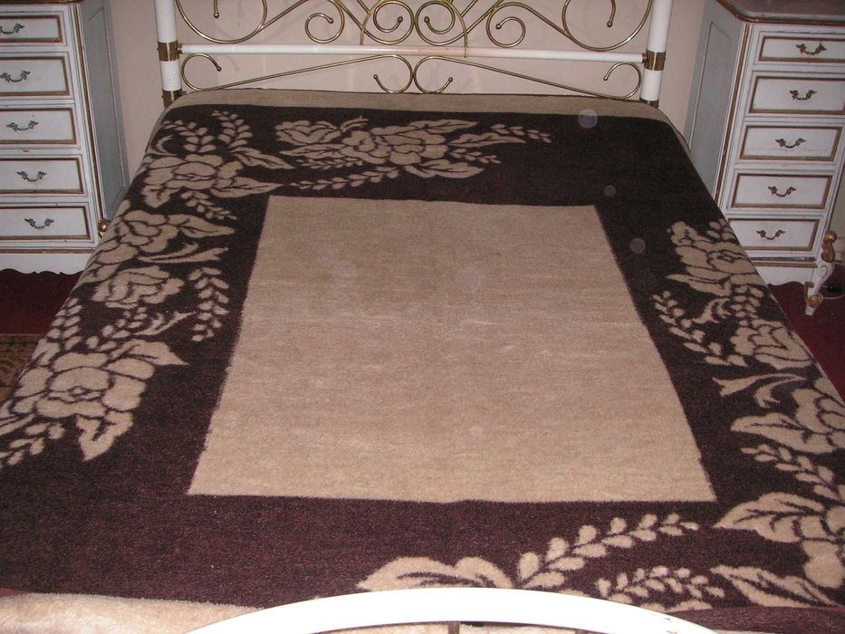 Cobertores Cores Castanho e Bege / Rosa Pura Lã Virgem