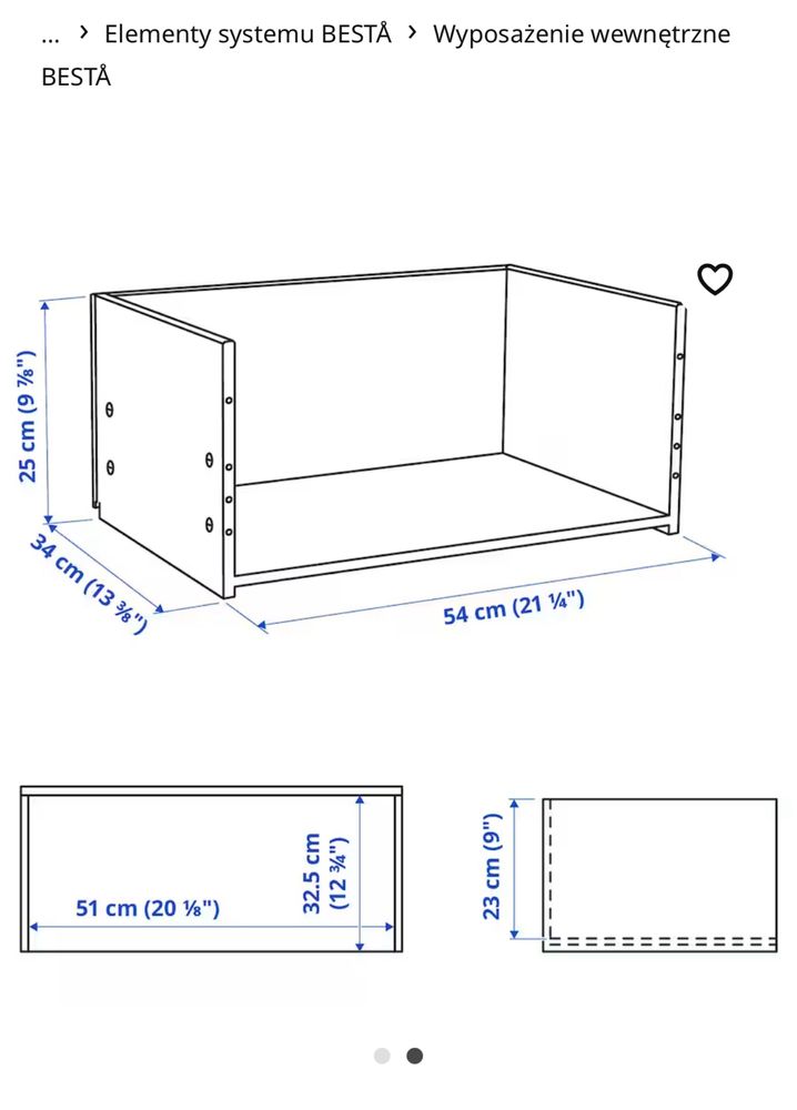Szuflada besta + prowadnice + front czarny + półka biała Ikea