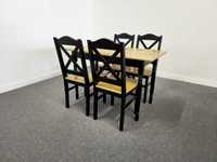 Krzesło czarne loftowe do restauracji nowoczesne z litego drewna