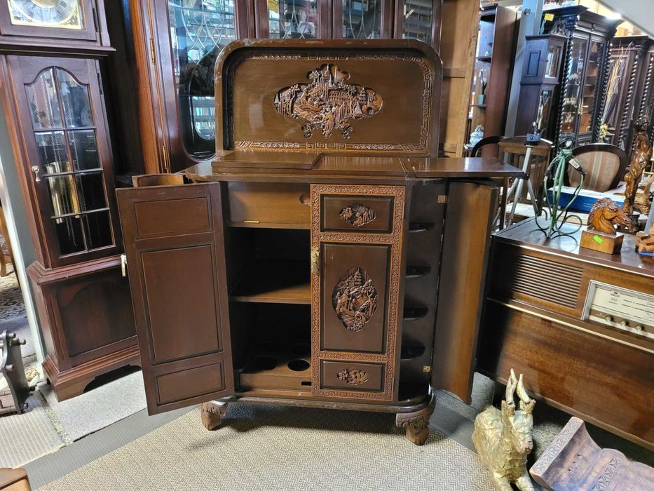 Muito bonito bar Oriental em madeira trabalhada - Bom estado ge