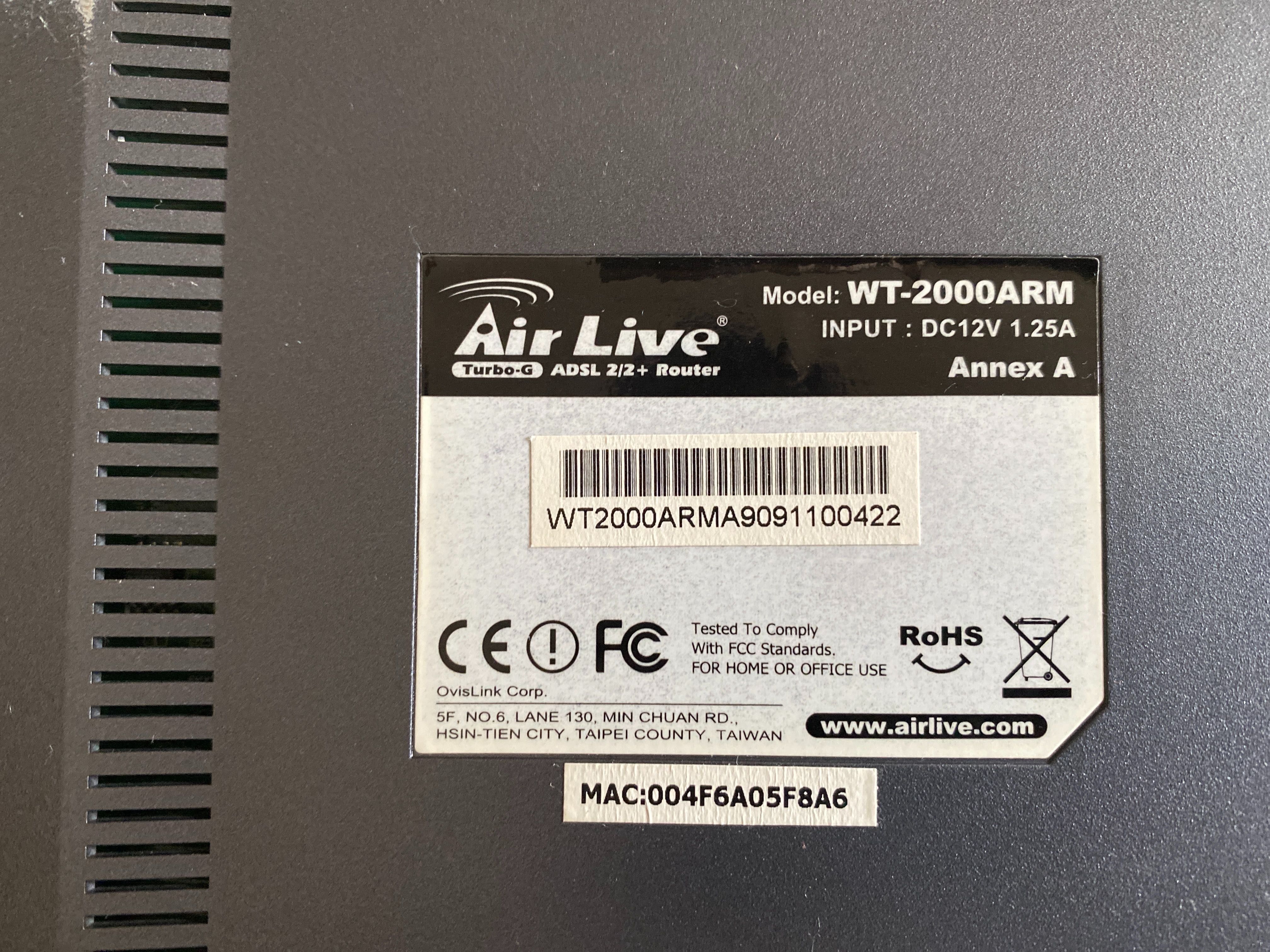 Router AirLive WT 2000ARM ADSL