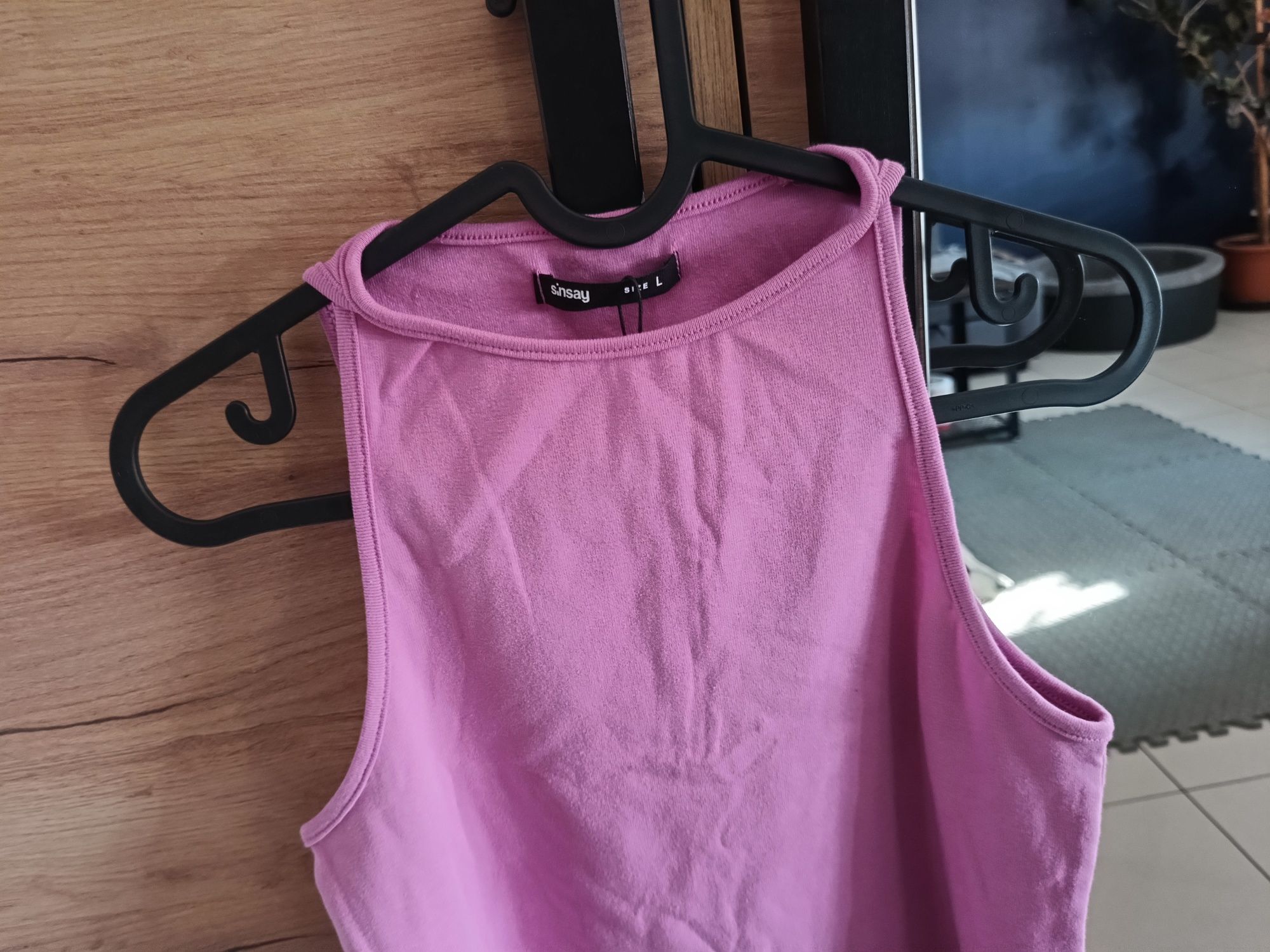 Sinsay różowy crop top pink M/L