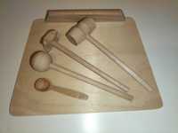 Zestaw drewnianych zabawek kuchennych dla dzieci