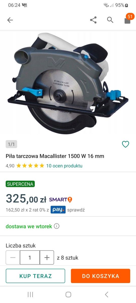 Piła tarczowa macalister 1500 wat