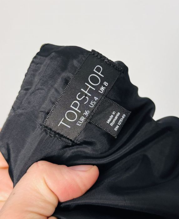 Ciemnozielona spódnica mini z ozdobnym suwakiem S 36 Topshop