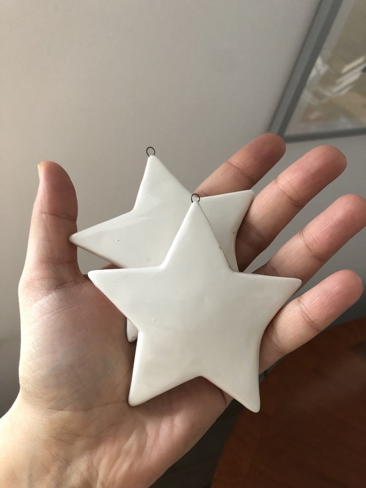 Duka białe ceramiczne gwiazdki gwiazdy dekoracja ozdoba bombki gwiazda