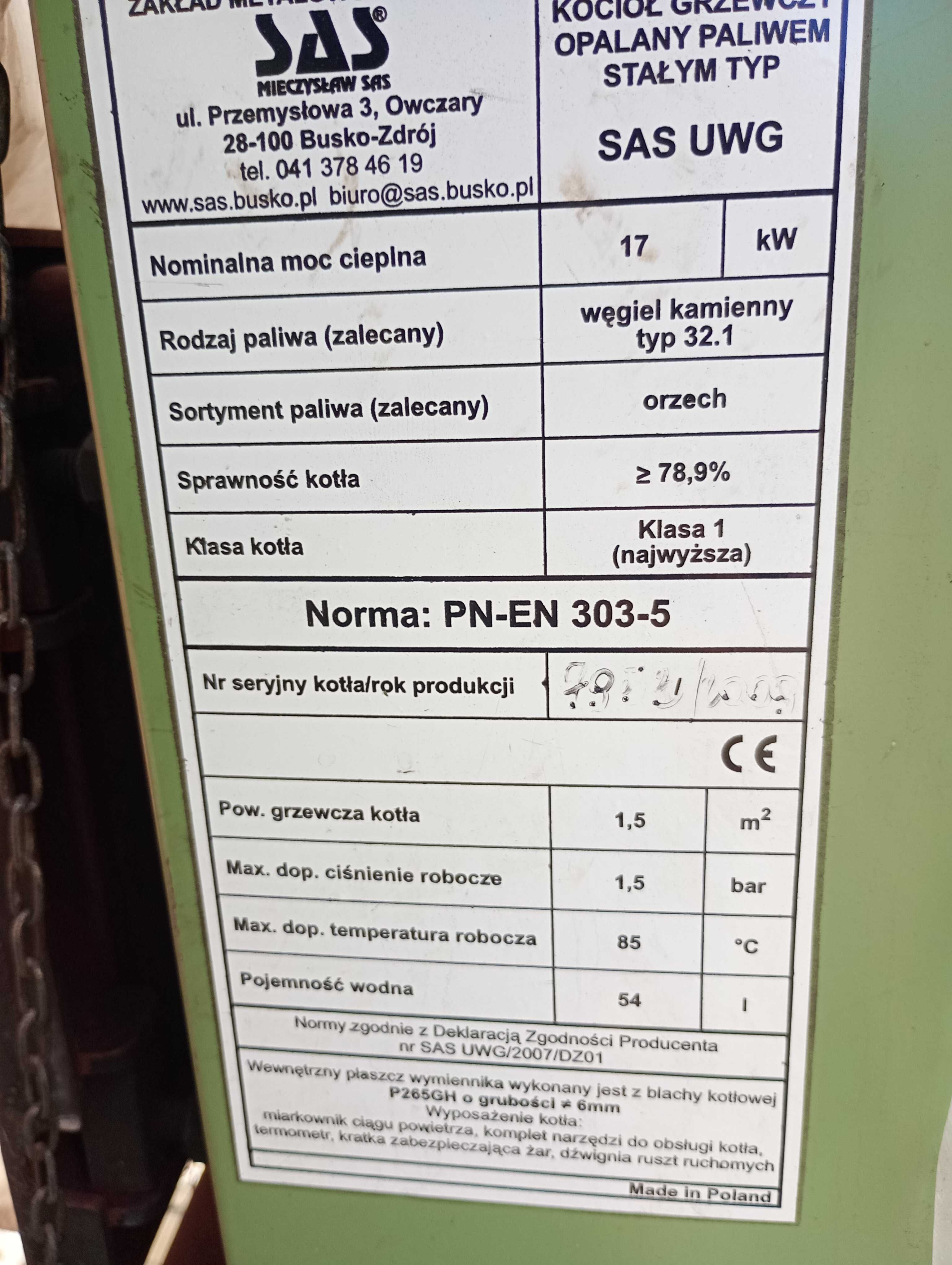 Sprzedam Piec 17kW Sas