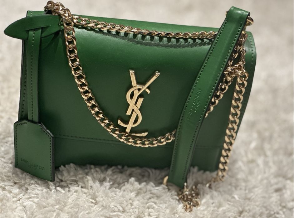 Piekna skorzana torebka zielona