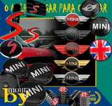 decoração Mini Cooper emblemas frontais e traseiros interiores