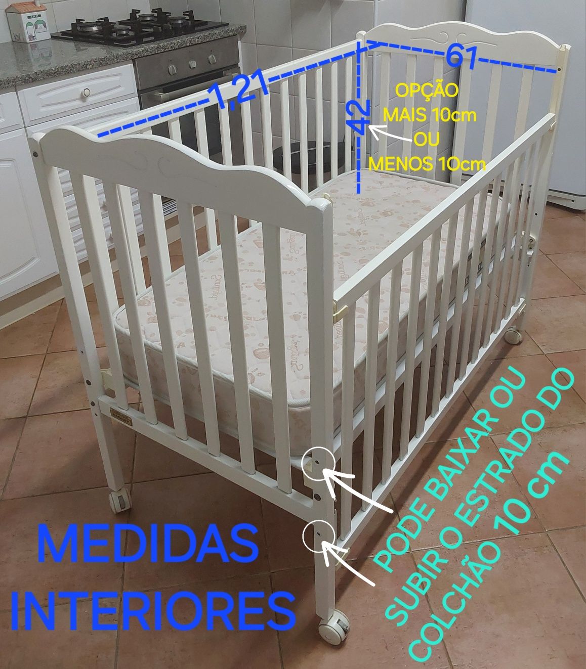 CAMA PARA BEBÉ LIMPA E LAVADA COM COLCHÃO INCLUÍDO.Casa,Quarto,Sala.