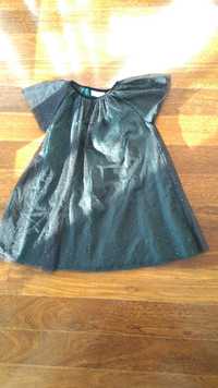 Vestido 6/8 anos Zara em tule preto c/brilho e tecido verde por baixo