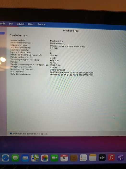 MacBook Pro , i5 2,6 Ghr ,  16 ram 256 GB Retina