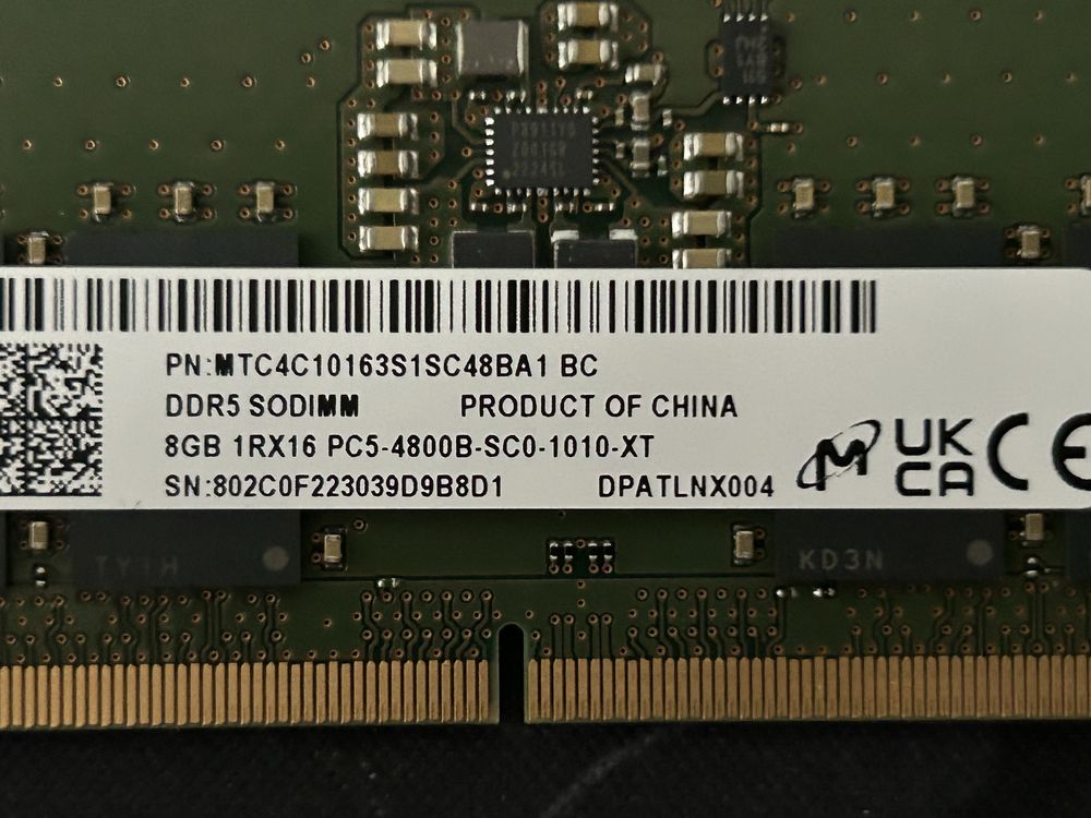 16 GB Ram (2x8 GB) DDR5 PC5 4800 SODIM do laptopa