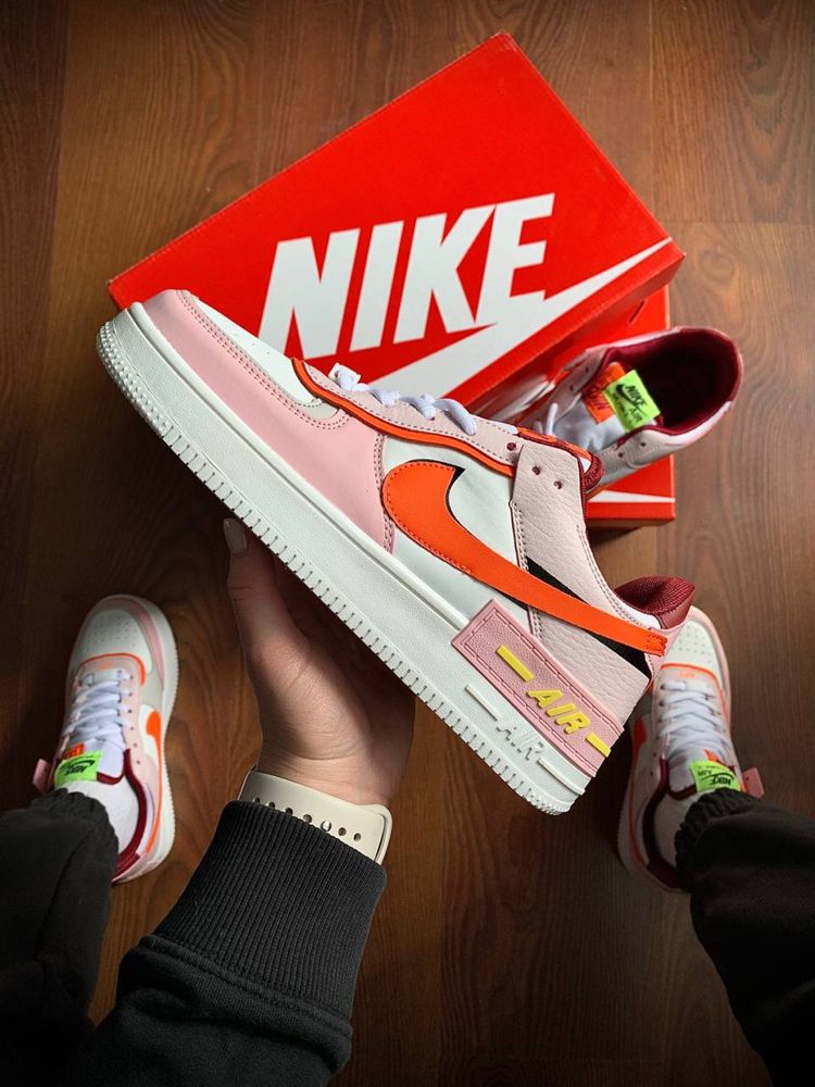 Nike Air Force 1 Shadow White & Pink & Orange