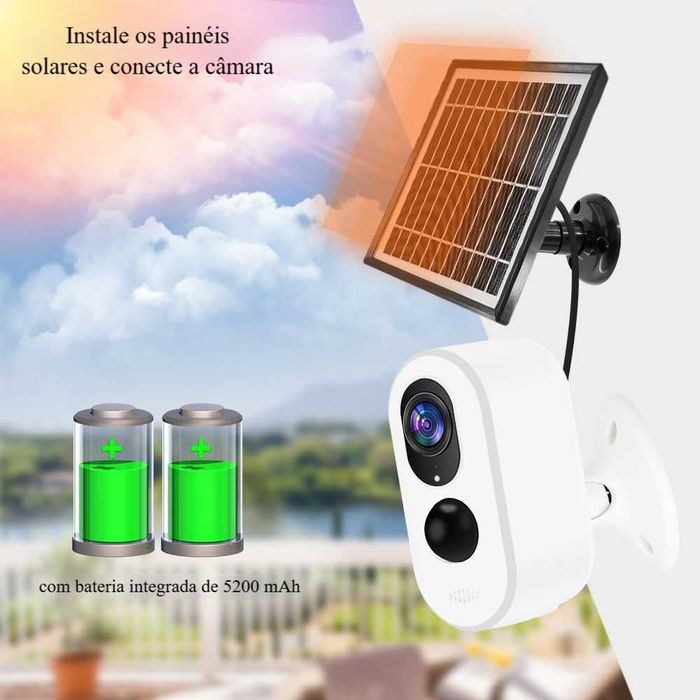 Câmara‼️WiFi‼️ Solar ‼️Tuya‼️FullHD‼️IP66‼️ Bateria Recarregável
