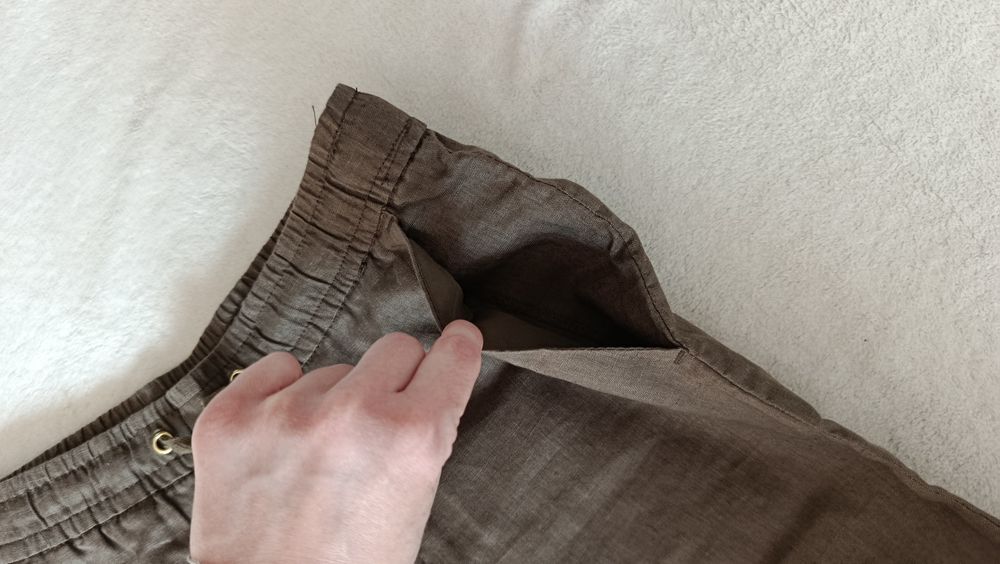 Nowe lniane Mango XS S khaki oliwkowe len lato długie szerokie wide 34