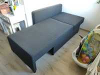 Łóżko Ikea BYGGET Leżanka/sofa rozkładana szara z pojemnikiem kanapa