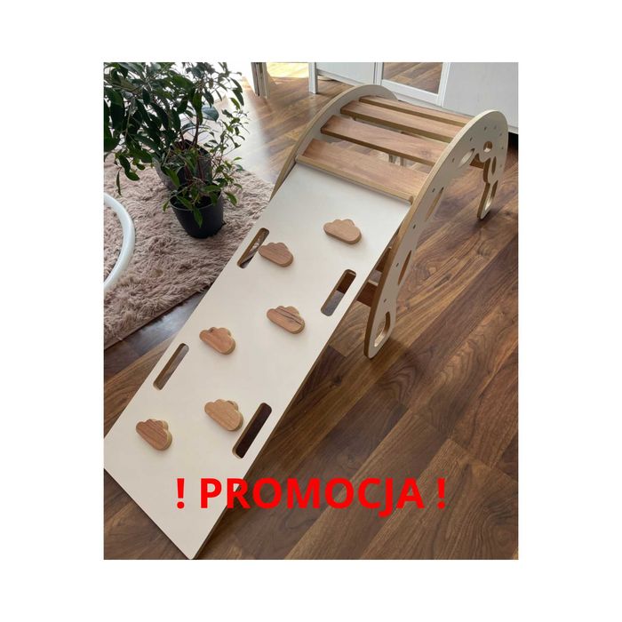 Drewniany Bujak Zjeżdżalnia Montessori Ścianka Wspinaczkowa Dla Dzieci