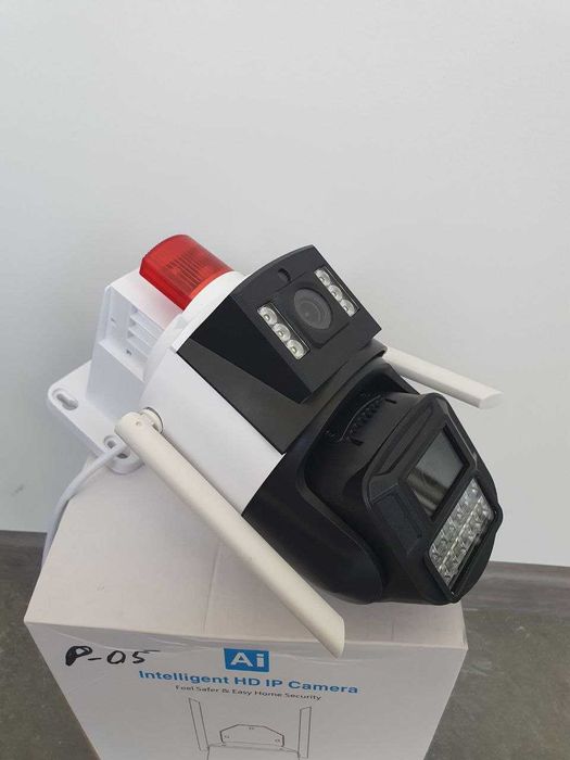 Камера відеонагляду icsee p05 подвійна вулична 6мп айсі поворотна 6мп