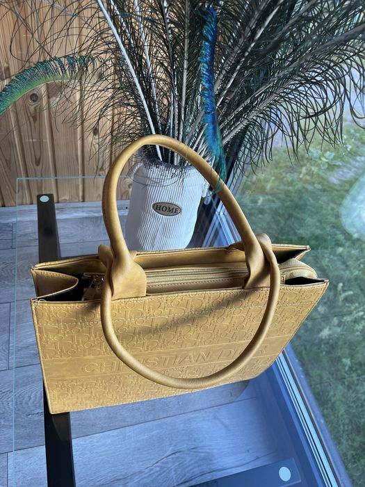 Сумка шкіряна нова Paste чорна та жовте Dior