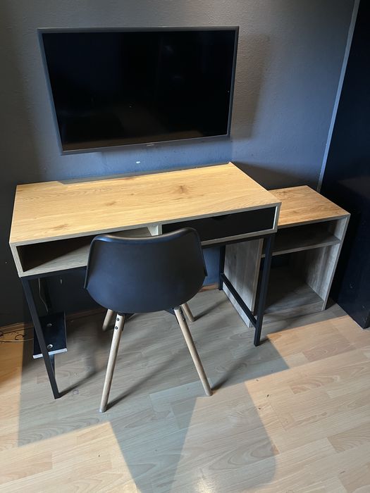 Biurko led loft dąb + krzesło + szafka