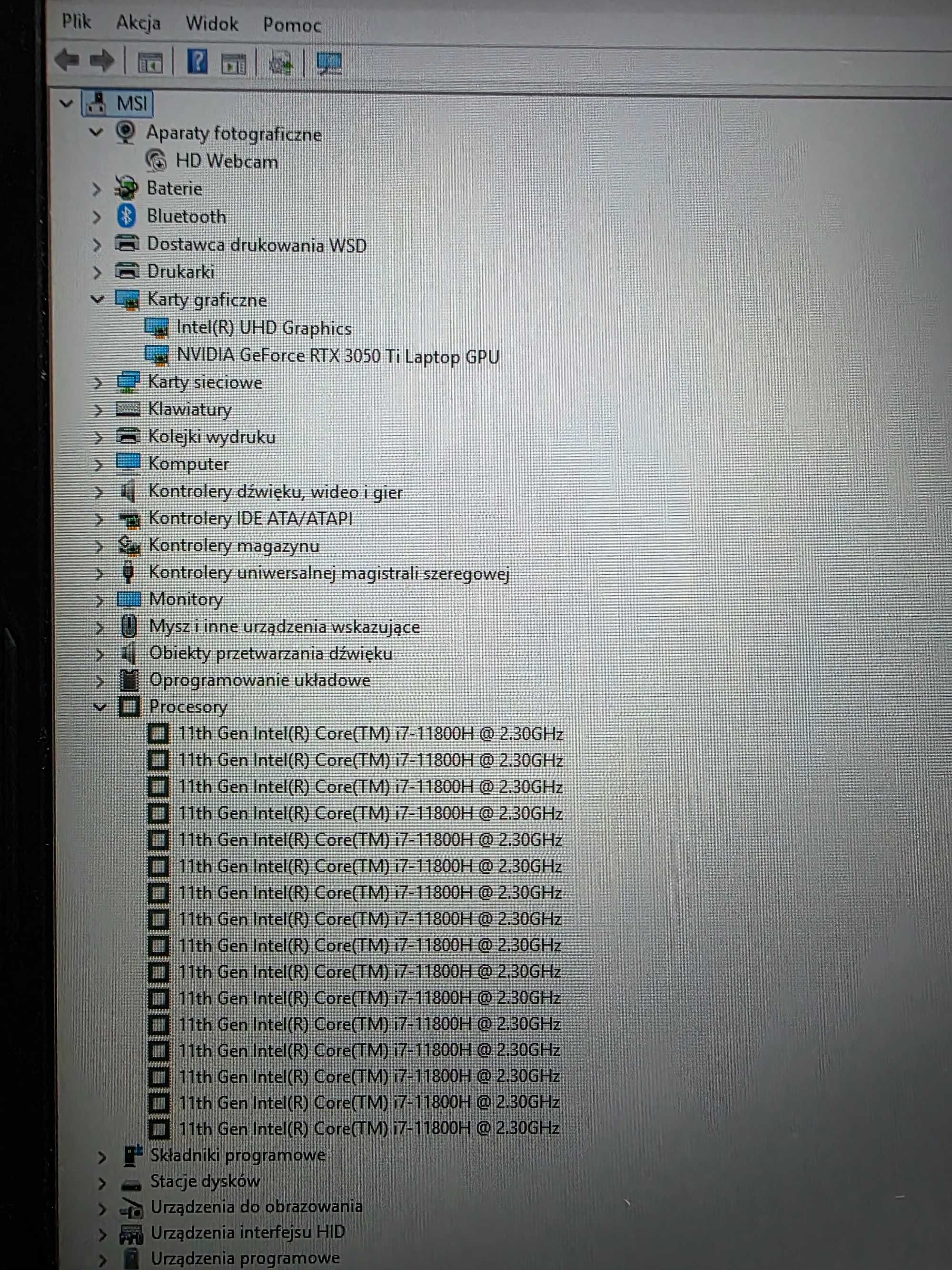 Laptop MSI Katana GF76 i7 11th gen. 16gb ram DDR4 RTX 3050Ti 512gb SSD