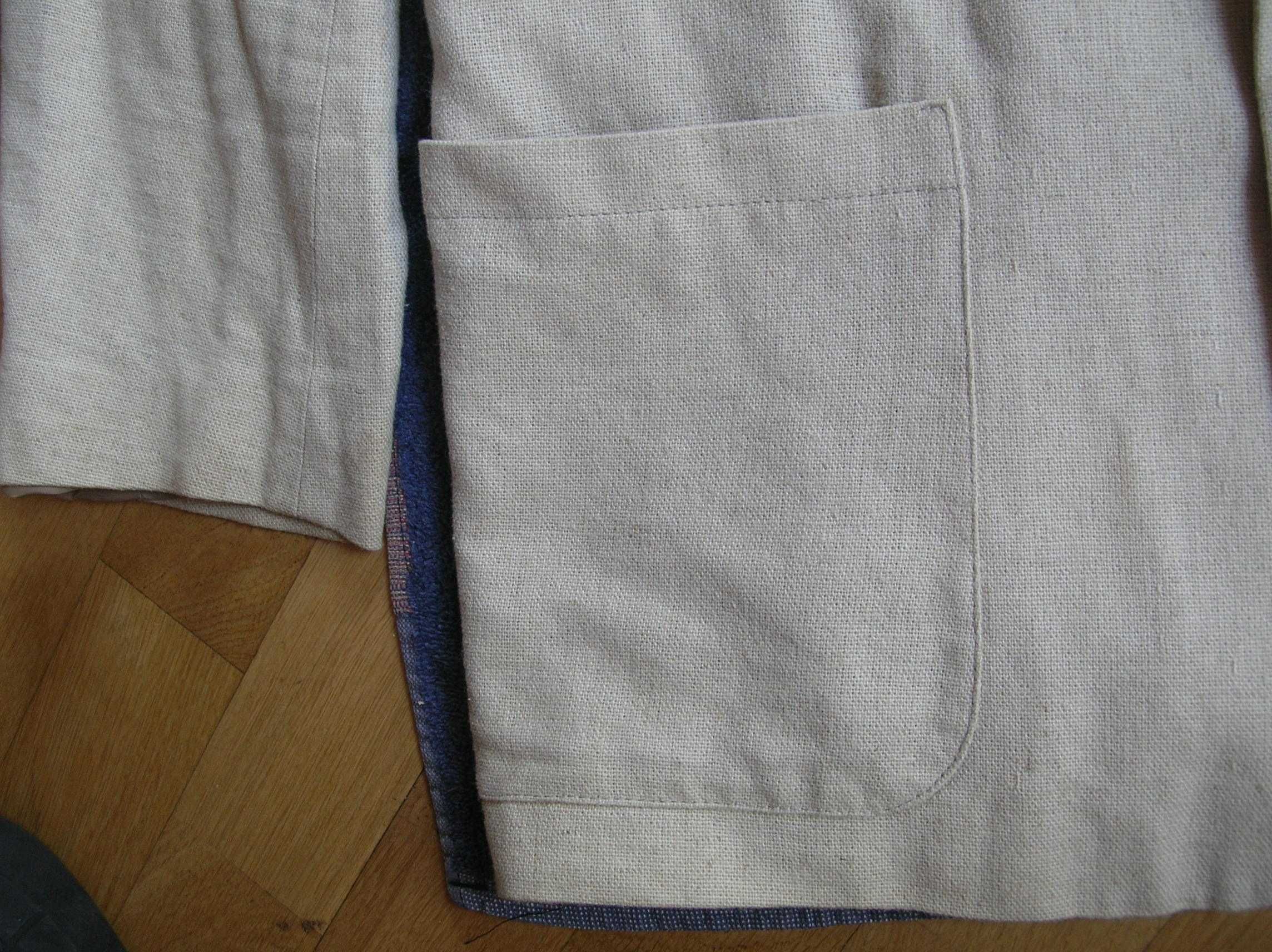 Męska marynarka lniana casual ecru XL/XXL len 54/56 BDB