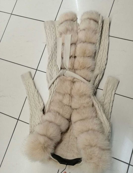 Sweter long z lisem naturalnym  futro piękne premium