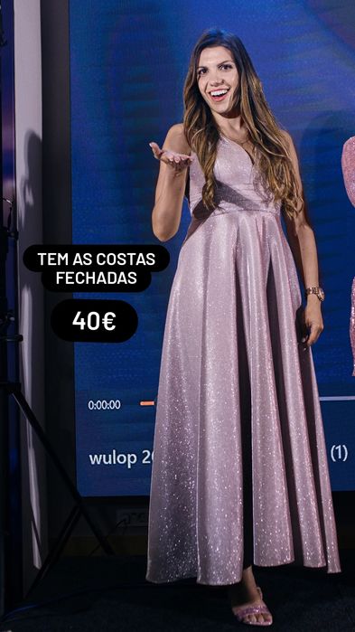 Vestido rosa Gala /festa cheio de brilho