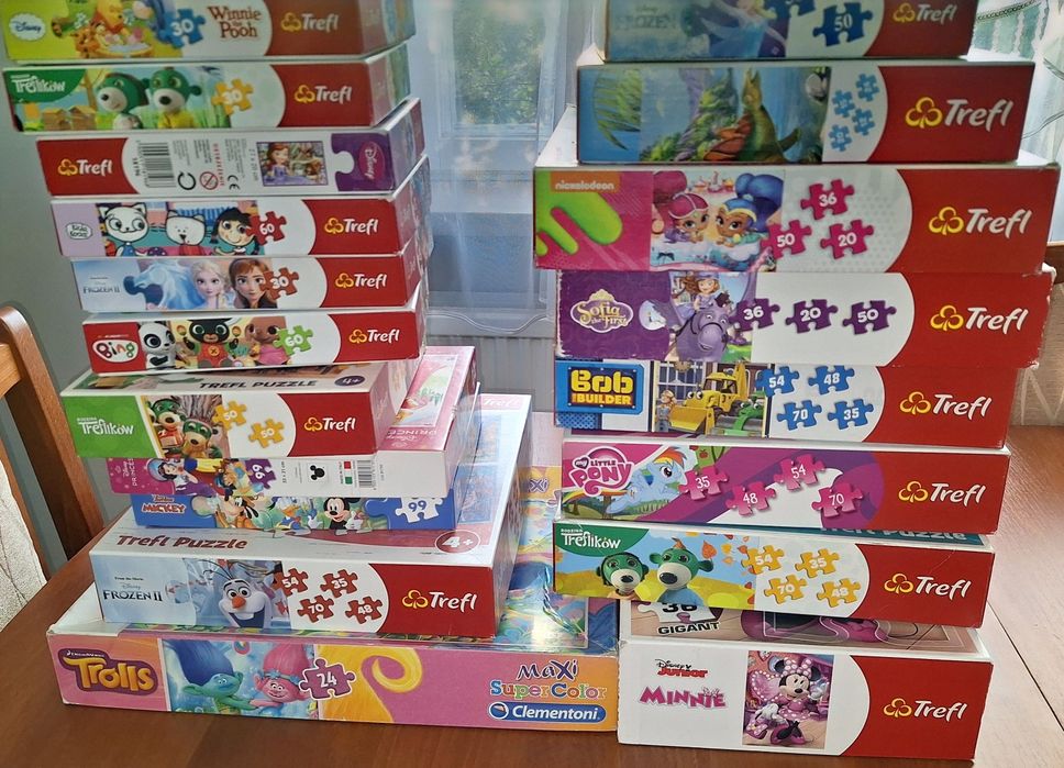 Duży zestaw puzzli dla dzieci  19 pudełek