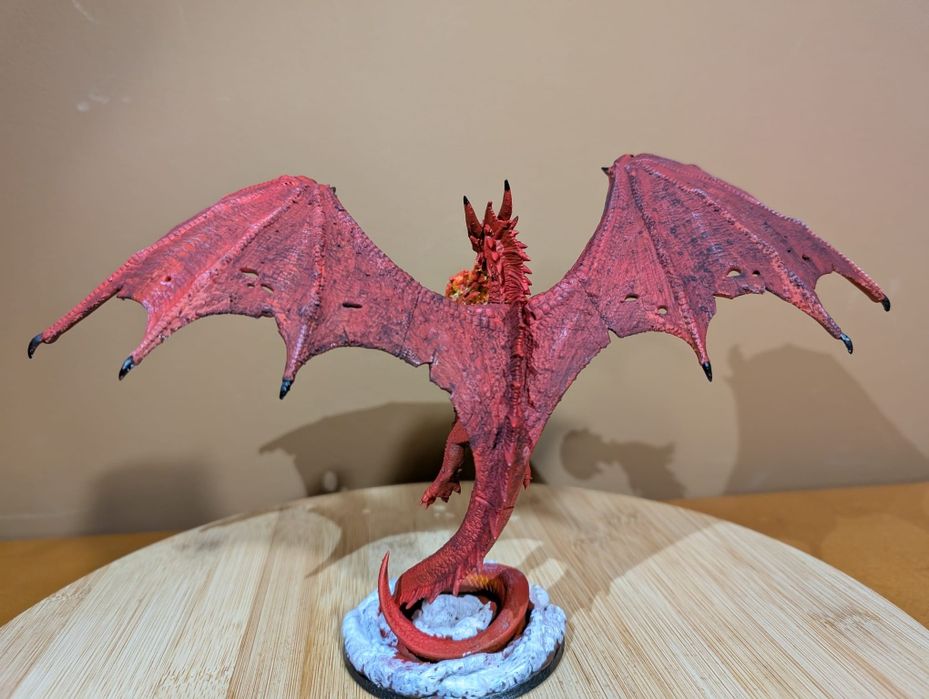 Dragão Vermelho - Estátua de Resina Pintada